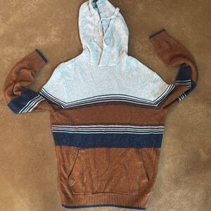 American Eagle Outfitters Brown and Blue Hooded Sweater